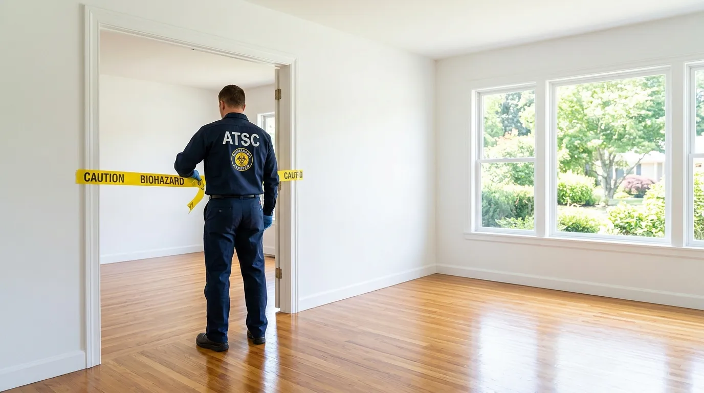 Certified biohazard cleanup crew performing Decomposition Cleanup in Nonantum